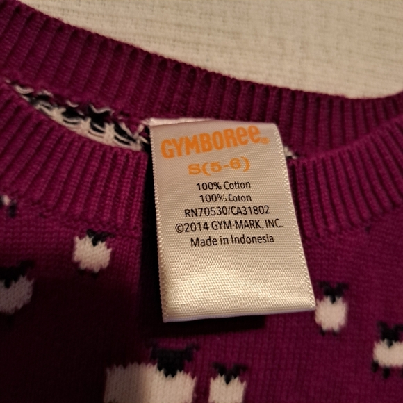 Gymboree girls size 5/6 purple cardigan with white sheep design - Picture 3 of 5